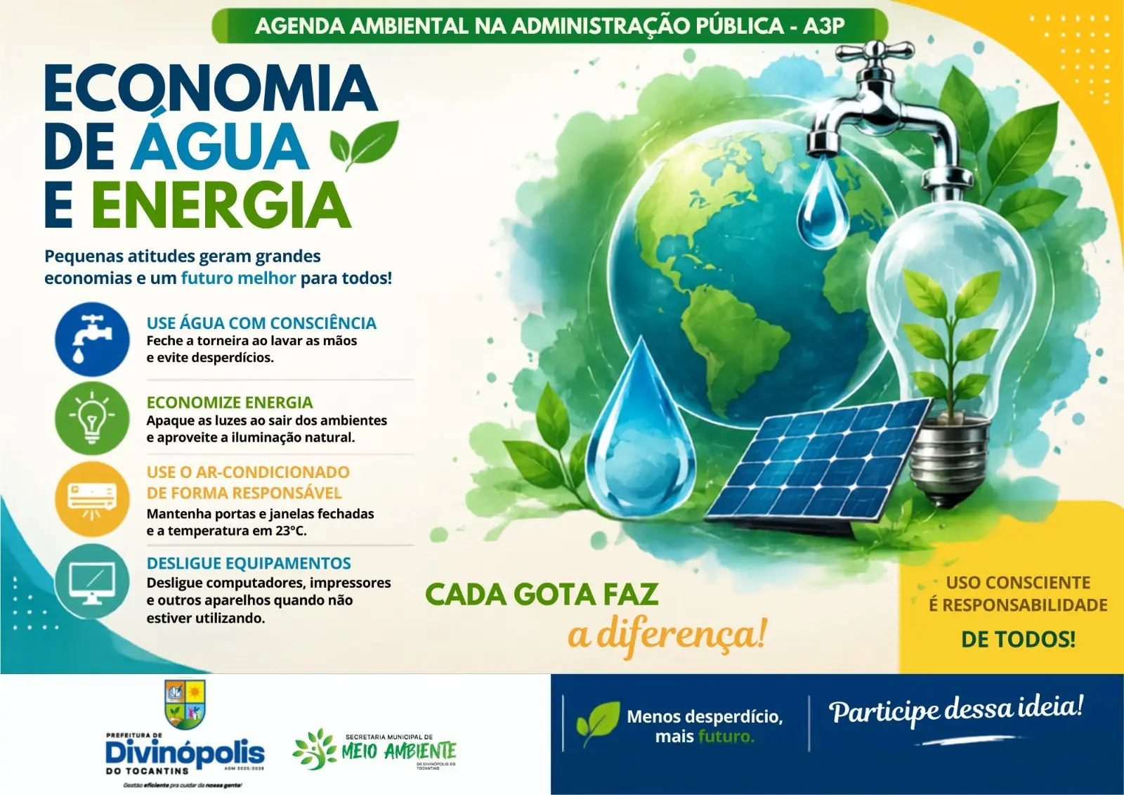 A3P INCENTIVA O CONSUMO CONSCIENTE DE ÁGUA E ENERGIA NOS ÓRGÃOS PÚBLICOS